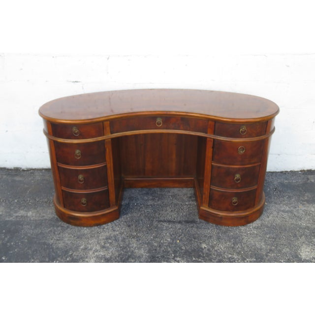 Drexel Heritage Flame Mahogany Kidney Shaped Executive Desk With Bookcase 6084 For Sale - Image 18 of 18