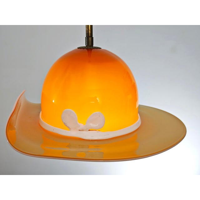 Metal Hat-Shaped Pendant Lamp in Murano Glass attributed to Paolo Venini, Italy, 1970 For Sale - Image 7 of 18