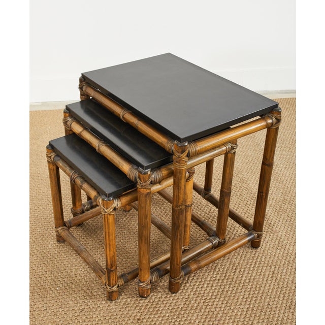 McGuire Organic Modern Rattan Nesting Drink Tables Chairish