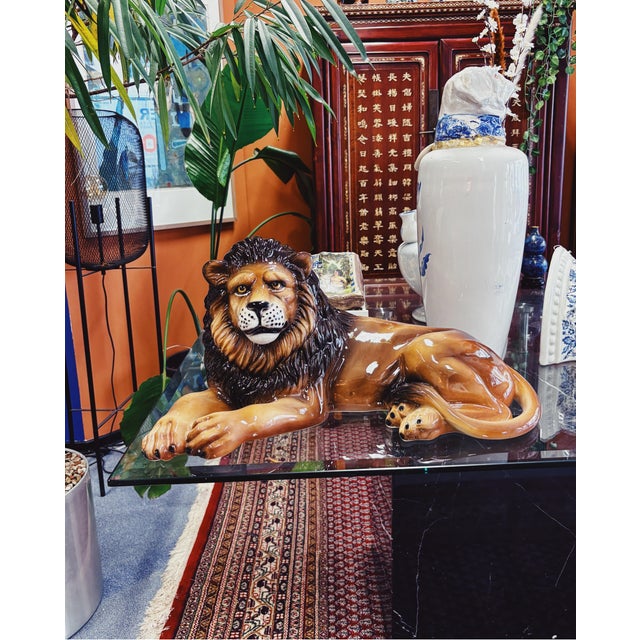 Black Ceramic Lion Statue from Ceramiche Boxer For Sale - Image 8 of 9