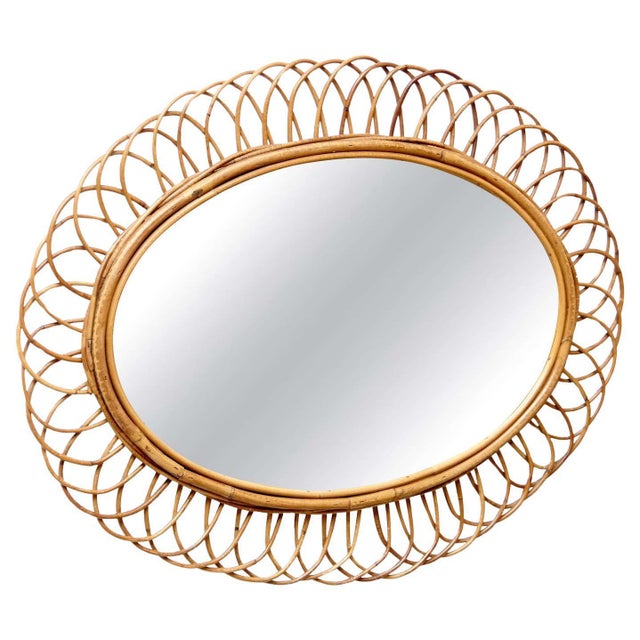 Mid-Century Modern French Riviera Mirror in Bamboo Rattan, 1960s For Sale - Image 10 of 10