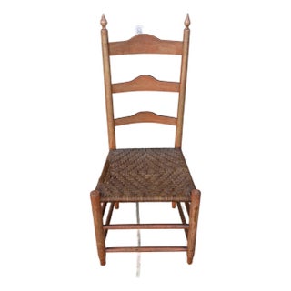 Antique Salmon Painted Ladderback Side Chair, Circa 1820's For Sale