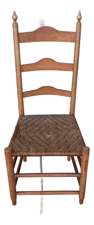 Antique Salmon Painted Ladderback Side Chair, Circa 1820's