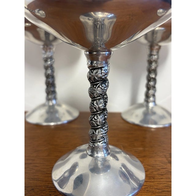 Vintage Spanish Plator Silverstone Silverplate Champagne Goblets, Set of 5 For Sale - Image 9 of 18