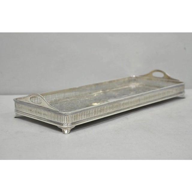 Victorian Antique Wilcox Victorian Engraved Narrow Silver Plated Trinket Dish "B" Monogram For Sale - Image 3 of 16