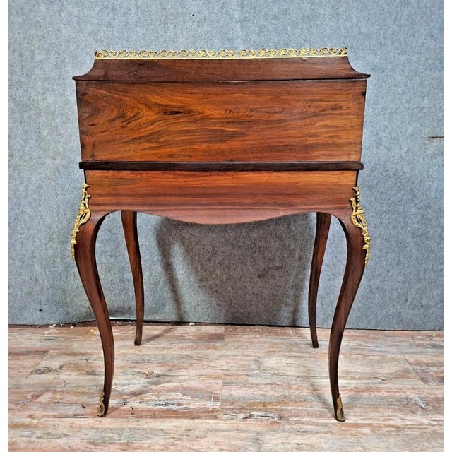 Brown Louis XV Cylinder Desk in Marquetry and Gilt Bronze For Sale - Image 8 of 10