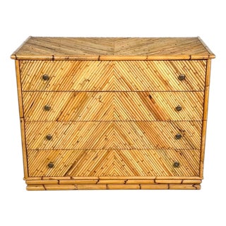 Vintage Rattan Chest of Drawers, Italy, 1970s For Sale