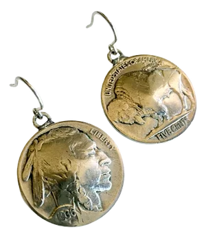 Buffalo Head Nickel Earrings With Sterling Silver Earwires