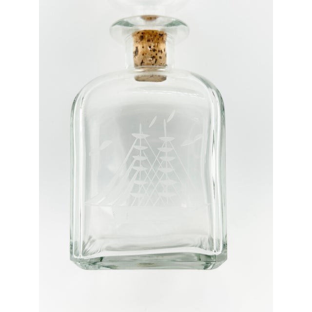 Vintage Italian Etched Glass Sailboat Decanter For Sale - Image 4 of 8