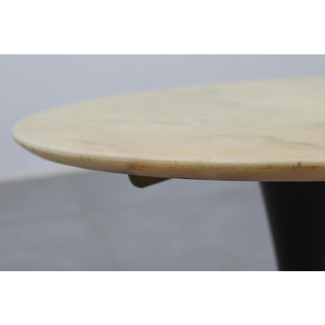Mid-Century Modern Marble with Wood and Brass Round Coffee Table by Osvaldo Borsani, 1950s For Sale - Image 9 of 13