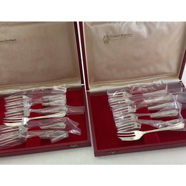 1980s Silver Plated Pastry Forks, La Regence - Set of 12 For Sale - Image 15 of 15