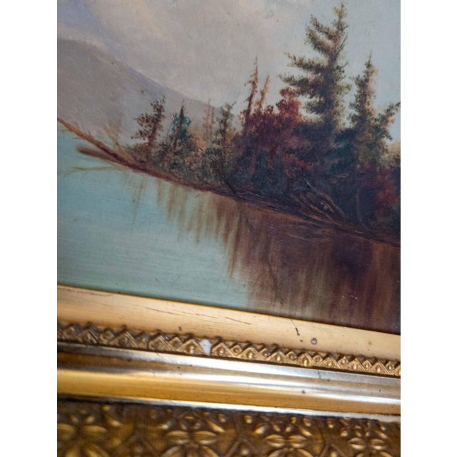 19th Century American Hudson River School Landscape Painting With Repairs For Sale - Image 17 of 18