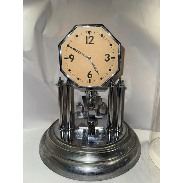 1920s 1920s German Art Deco Chrome 400 Day Anniversary Mantel Clock For Sale - Image 5 of 9
