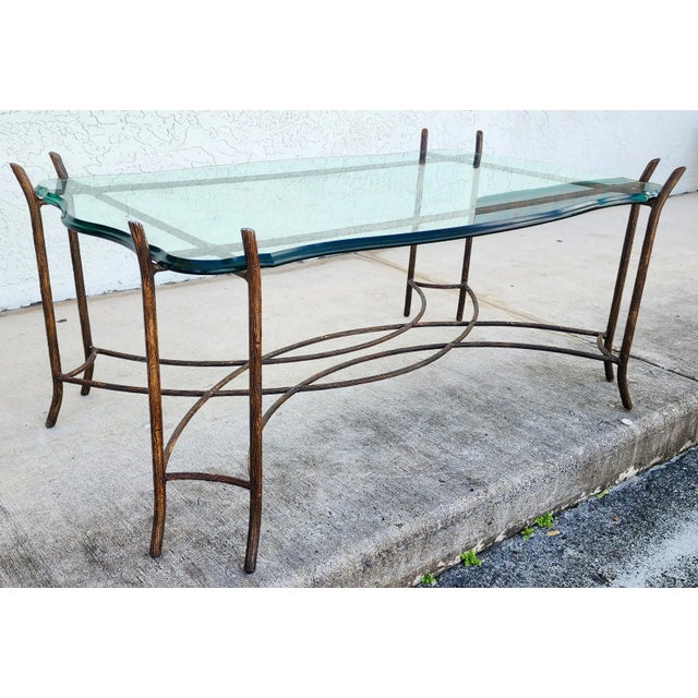 Metal Vintage French Coffee Table Faux Bois For Sale - Image 7 of 15