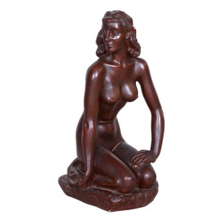 Czech Art Deco Ceramic Nude Woman by J. Lankáš, 1930s For Sale
