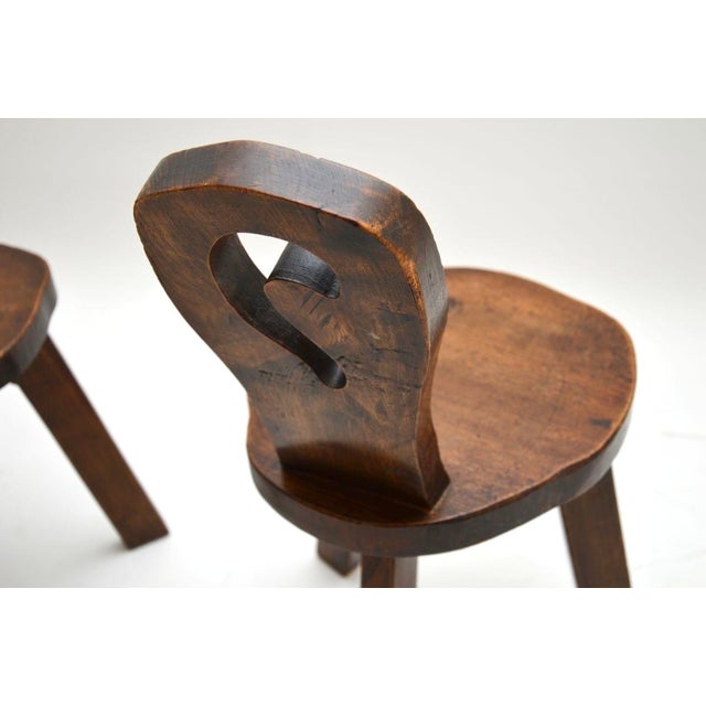 Wood Vintage Brutalist Side Chairs in Elm, 1950, Set of 2 For Sale - Image 7 of 11
