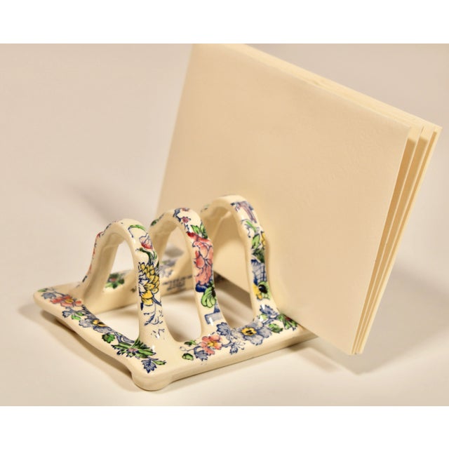 Off-white Antique English Floral Ceramic Toast Rack / Letter Holder For Sale - Image 8 of 9