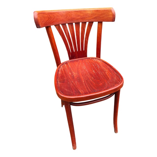 Honey Red Fan Back Dining Chair, 1970s For Sale