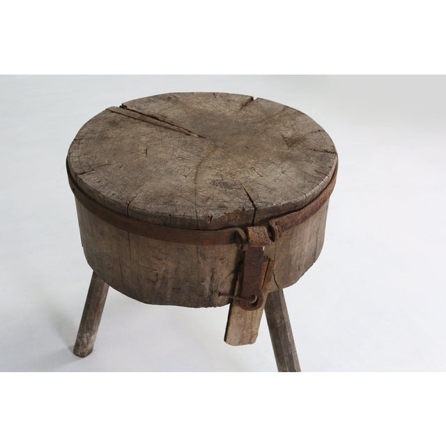 Rustic Large Rustic French Chopping Block Table, France, 1920s For Sale - Image 3 of 12