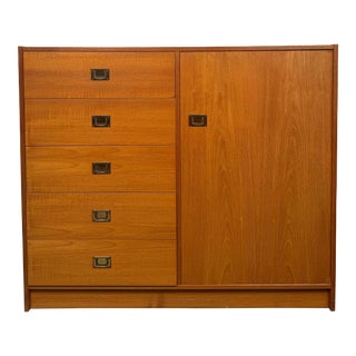 Vintage Danish Teak Gentlemans Chest Dresser For Sale