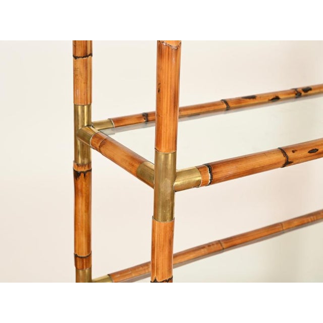 Large Italian Arch Shelf in Rattan and Brass, 1970s For Sale - Image 12 of 17