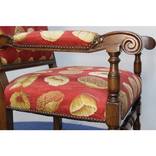 17th Century Style European Floral Fabric Dining Chairs - Set of 10 For Sale - Image 12 of 13