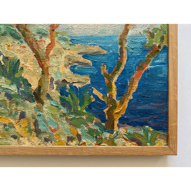 Vintage Mid Twentieth Century Postimpressionist " Stupiste, Komiza " Framed Original Adriatic Seascape Impasto Oil Painting For Sale - Image 16 of 18