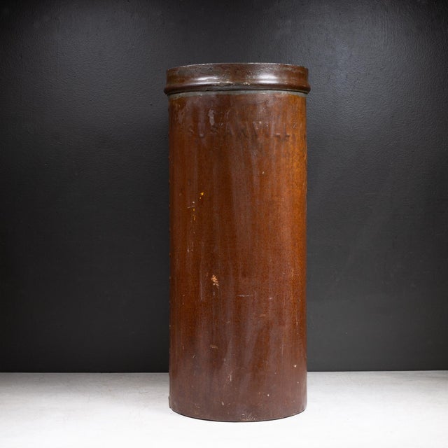 Industrial Vintage Riveted Steel Shipping Drum/Umbrella Stand c.1910-1940 For Sale - Image 3 of 7