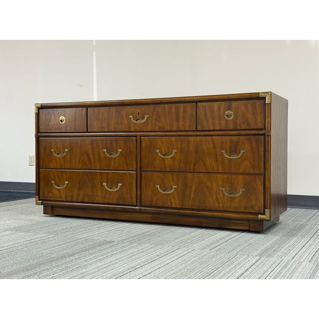 Drexel Drexel Accolade Campaign Style 7-Drawer Dresser For Sale - Image 4 of 10