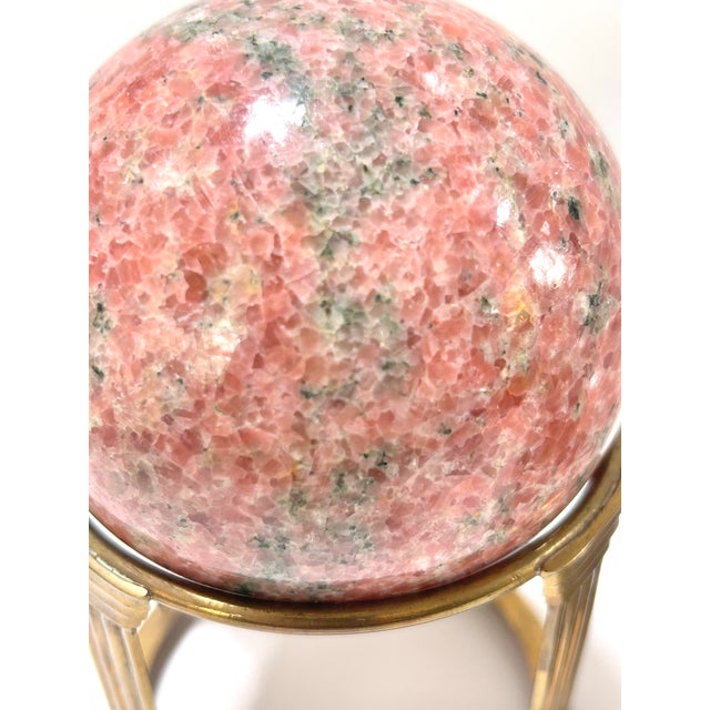 Vintage Marble Stone Spheres Balls on Brass Pedestal - Set of 3 For Sale In Louisville - Image 6 of 10