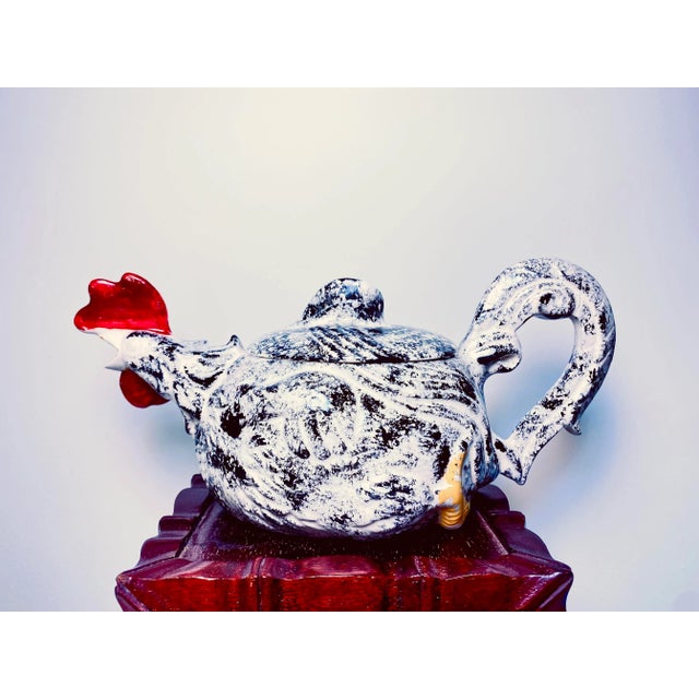 Antique White Ceramic Rooster Teapot, Made in 1963 For Sale - Image 9 of 9