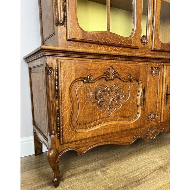 Gold Vintage Louis XVI French Oak Display Cabinet For Sale - Image 8 of 14