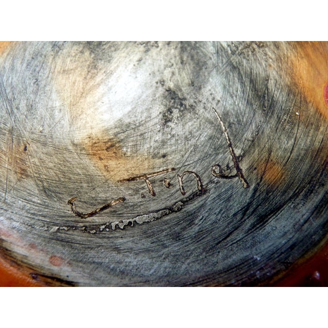 Burnt Orange 1950s Signed Mid-Century Modern C. Tinel French Studio Pottery Soup Tureen Burnt Orange Fat Lava Glaze For Sale - Image 8 of 10