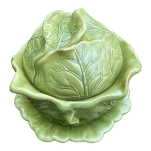 Vintage Holland Mold Lettuce Leaf Serving Bowl and Plate