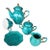 Vintage-Inspired Teal Lustre Tea Service With Gold Trim - 5 Pieces For Sale