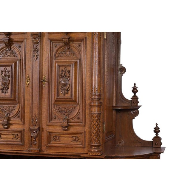 Oak Buffet Cabinet, Belgium or Netherlands, 1870-1880s For Sale - Image 4 of 13