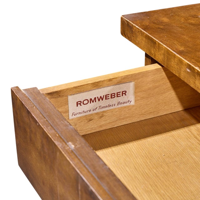 Harold Schwartz for Romweber Mid Century Burlwood and Brass Credenza and Hutch For Sale - Image 13 of 13