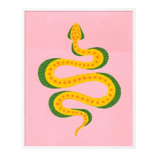 Dumpling the Snake by Willa Heart in White Framed Paper, Small Art Print For Sale