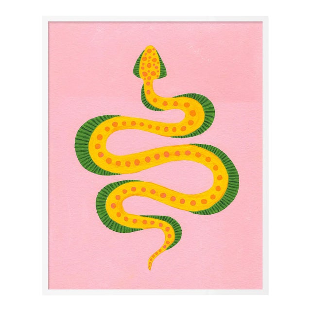 Dumpling the Snake by Willa Heart in White Framed Paper, Small Art Print For Sale