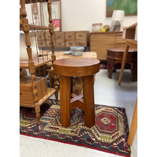 Brown Vintage Rustic Stool by David Smith & Co, Old World Java For Sale - Image 8 of 8