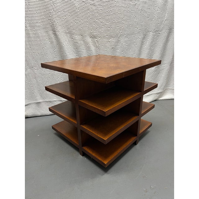 A pair of gorgeous wood-shop custom made side tables in burled Redwood, created in San Francisco in the 1960's. Near...