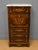 Wood Louis XV Style Drop-Front Secretary in Marquetry Wood with Veined White Marble Top For Sale - Image 7 of 7