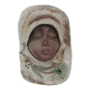 1980s Stoneware Wall Hanging Woman's Head Sculpture – Studio Pottery Art
