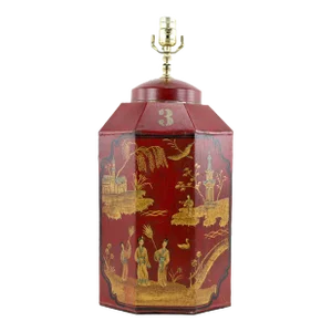 Red Vintage English Tea Can Table Lamp