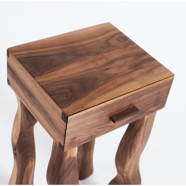 Brown Foot Walnut Side Table with Drawer by Project 213A For Sale - Image 8 of 14