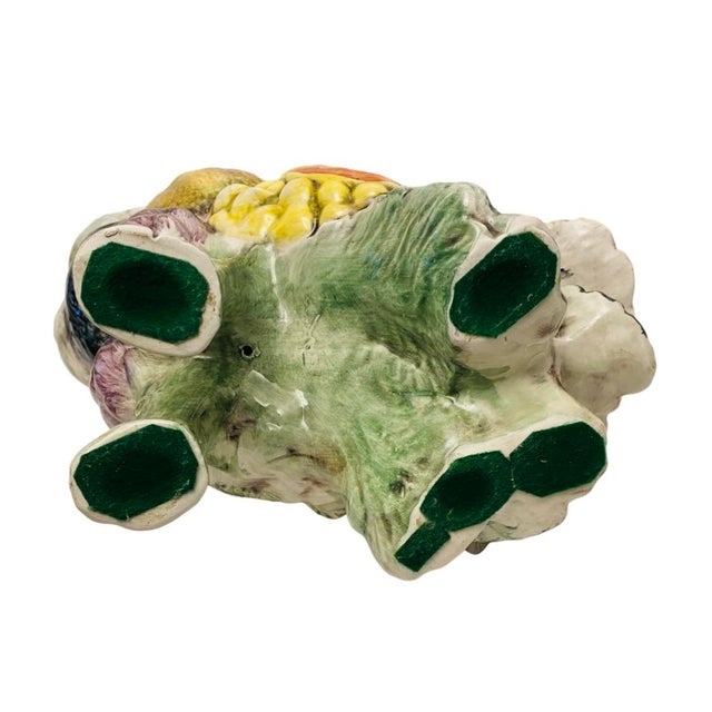 Green Vintage Italian Majolica Vegetable Rooster Colorful Art Pottery For Sale - Image 8 of 8