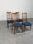 Mid Century Danish Modern Slat Back Teak Dining Chairs. Reupholstered in knoll textured blue fabric, frames previously...