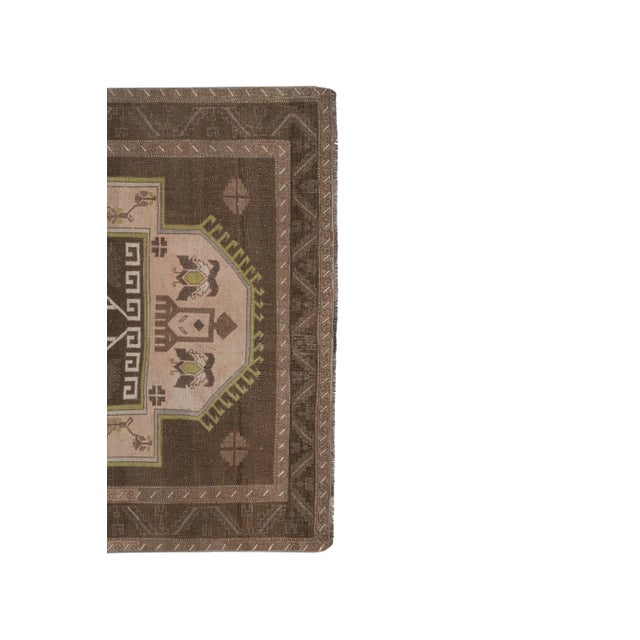 1970s Vintage Brown Turkish Kars Rug 5'10'' X 10' For Sale - Image 5 of 13