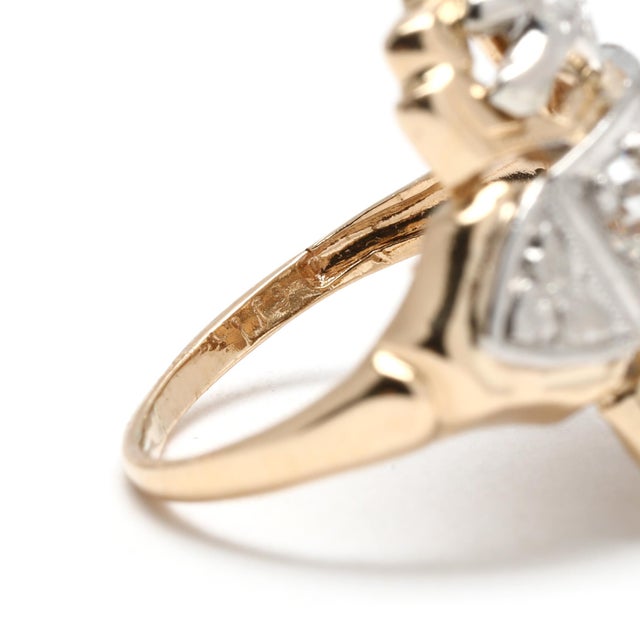 Vintage .35ctw Diamond Ring, 14k Yellow & White Gold, Ring Size 3 For Sale In Greensboro - Image 6 of 7