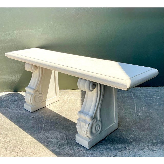 Vintage Cast Concrete Long Console For Sale - Image 9 of 12